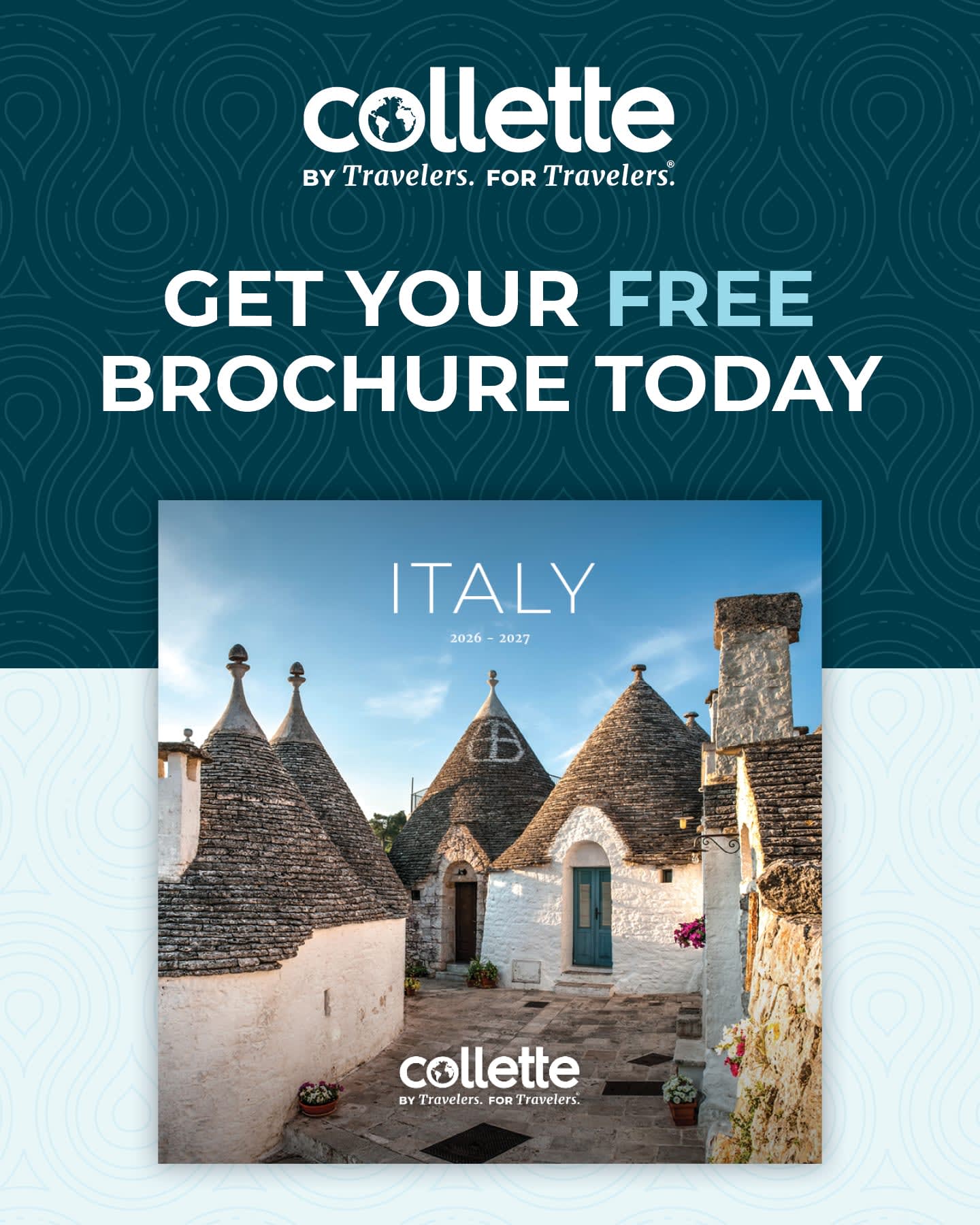 Collette’s new 2026 Italy Brochure is here, and whether you’ve been there already or not, it’s definitely going to make you want to start planning a visit! ​
​
I love the cultural experiences Collette includes — like tasting limoncello with a local family in Minori, watching a master glass blower at work in Murano…there are way too many highlights to list here!​
​
Message me if you’d like me to send you a free copy in the mail!​ (407) 569-7040
​
https://www.gocollette.com/en/guided-travel/order-brochures#Time2BoardTravel #Time2Board